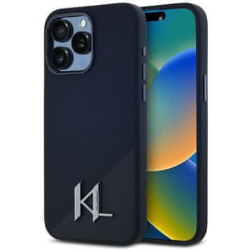 Karl Lagerfeld Karl Lagerfeld silikonski ovitek Shadow Metal Initial MagSafe za iPhone 15 Pro Max črne barve