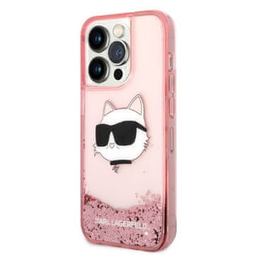Karl Lagerfeld Karl Lagerfeld KLHCP14LLNCHCP trdi ovitek za iPhone 14 Pro 6.1 roza z bleščečo Choupette glavo
