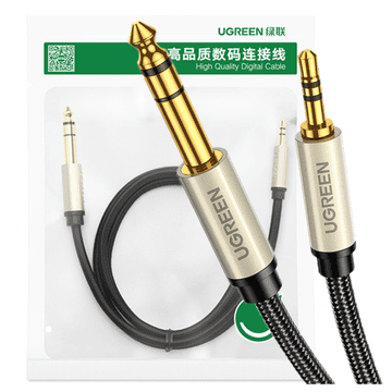 Ugreen AV127 10628 avdio TRS kabel mini jack 3,5 mm / jack 6,35 mm 2 m - siv