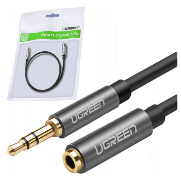 Ugreen AV118 10595 Kabel Mini Jack 3,5 mm (moški) / Mini Jack 3,5 mm (ženski) 3 m - srebrn