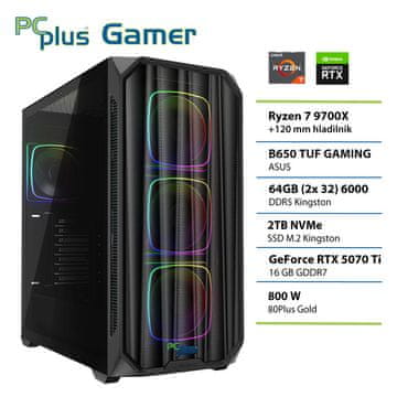 PCplus Gamer Ryzen 7 9700X 64GB 2TB SSD RTX 5070Ti 16GB gaming namizni računalnik