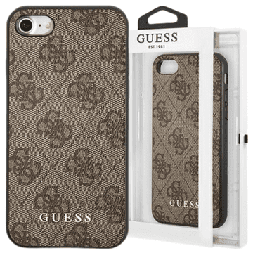 Guess Guess GUHCI8G4GFBR iPhone SE 2022 / 2020 / 7 / 8 rjav/rjav trdi ovitek 4G kovinski zlati logotip