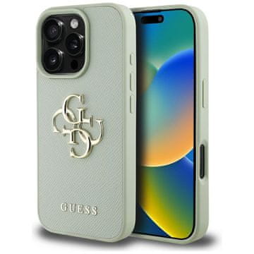 Guess Ovitek Guess Grained Big 4G Logo Small Classic Logo za iPhone 16 Pro Max zelene barve