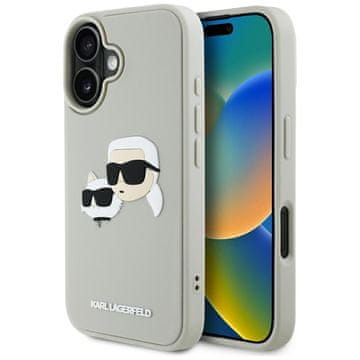 shumee Ovitek Karl Lagerfeld 3D Rubber Double Heads bež barve za iPhone 16