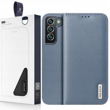 Dux Ducis Dux Ducis Hivo usnjen preklopni ovitek iz pravega usnja, denarnica za kartice in osebni dokument za Samsung Galaxy S22+ (S22 Plus), moder