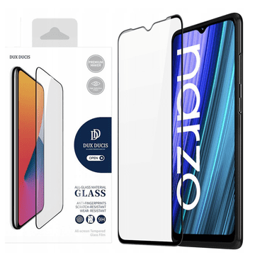 shumee Dux Ducis 9D kaljeno steklo, trpežno 9H kaljeno steklo za celoten zaslon z okvirjem za Realme Narzo 50A, črno (primerno za ohišje)