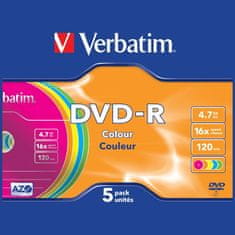 1 to 3 Verbatim Dvd-R 4.7Gb 16X Za Kopiranje Podatkov In Večpredstavnosti 5 Kosov