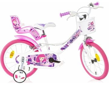 Dino bikes 166 RSN FAIRY Bela, roza tisk 16" 2022