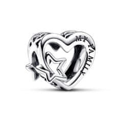 Pandora Srebrna perlica Perforirano družinsko srce in zvezde Trenutki 792829C00