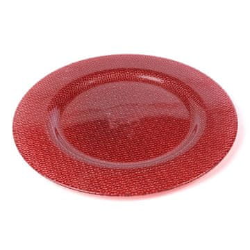 Podkrožnik tuana 33cm / rdeč / steklo