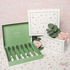 Brandani Set desertne vilice Nonna Rosa 17cm / 6 kos / inox, keramika