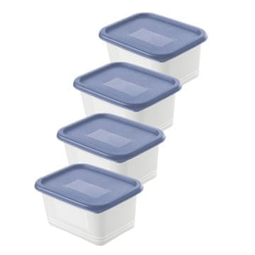 Rotho Set posod za shranjevanje Domino 0,75l / 4 kos / modra / pvc