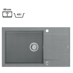 QUADRON Pomivalno korito EVAN 136 XL, siv