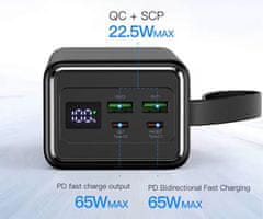 Platinet PMPB6065 powerbank polnilna baterija, 65W, 60.000mAh, 4x USB-A, 2x USB-C, črna