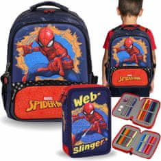 MARVEL COMICS MARVEL Spider Man ŠOLSKI KOMPLET za dečka: ojačan NAHRBTNIK + SVINČNIK s šolskimi potrebščinami, ŠOLSKI SET 