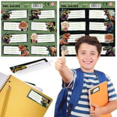 STARPAK Dinozavri KOMPLET nalepk z imeni za zvezke, SAMOLEPILNE nalepke za otroške učbenike, 16 nalepk 