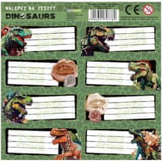 STARPAK Dinozavri KOMPLET nalepk z imeni za zvezke, SAMOLEPILNE nalepke za otroške učbenike, 16 nalepk 