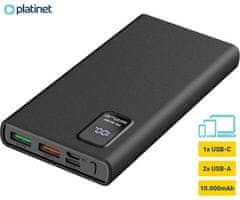 Platinet PMPB10WQC726B powerbank polnilna baterija, 10.000mAh, 2x USB-A, 1x USB-C, črna