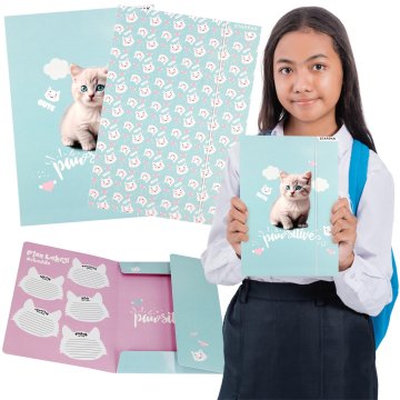 STARPAK Simpatičen MAČKA LAMINIRANA šolska mapa z elastičnim trakom A4 za dekleta STARPAK