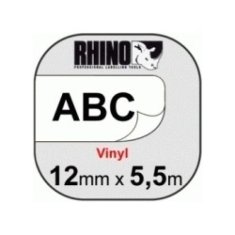 Dymo 18444 (S0718600) RHINO vinil profi D1 črno na belo 12mm x 5,5m , etikete