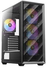Antec AX85 Midi ATX Tower ohišje, ARGB, brez PSU, tempirano steklo, črno (0-761345-10173-8)