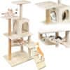 Mersjo Praskalnik za mačke, hiška z igračo, visok, 6 nivojev, ležišče, Comfort Line bež