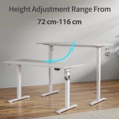 Dollcini Električno nastavljiva miza po višini – z USB vhodi in ergonomsko zasnovo, White, 160 cm