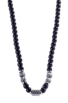 Marc Malone Moška ogrlica iz perlic s sivim jaspisom MCGN5012