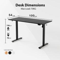 Dollcini Električno nastavljiva miza po višini – z USB vhodi in ergonomsko zasnovo, black, 100 cm