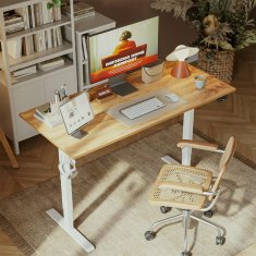 Dollcini Električno nastavljiva miza po višini – z USB vhodi in ergonomsko zasnovo, Wood, 140 cm