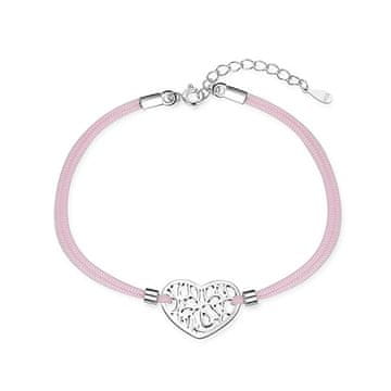 MOISS Romantična roza tekstilna zapestnica Srce B0000981