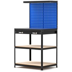 UNBRANDED Delovna miza 81 x 41 cm 225 kg nosilnost delovna miza s perforirano steno &amp; Predali &amp; police modre 