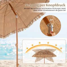 UNBRANDED Dežnik za na plažo v havajskem slogu z zložljivim stojalom in gumbom za nagib ter torbo za prenašanje Dežnik Tiki 