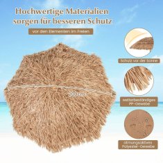 UNBRANDED Dežnik za na plažo v havajskem slogu z zložljivim stojalom in gumbom za nagib ter torbo za prenašanje Dežnik Tiki 