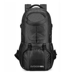 MG Outdoor pohodniški nahrbtnik 60L, črn
