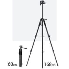 MG Photo Trip stativ za fotoaparat in kamero 60–168 cm, črn