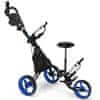 UNBRANDED 3-kolesni golf voziček iz aluminija z držalom za dežnike in zložljivim sedežem golf voziček golf caddy blue 