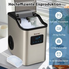 UNBRANDED Aparat za izdelavo ledenih kock 24 kg na dan, izdelovalec zdrobljenega ledu, izdelovalec ledu, izdelovalec ledenih kock, vključno s časovnikom za lopato, 2,5-litrski rezervoar za vodo 