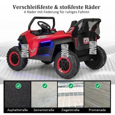 UNBRANDED Otroški avto, mobilno terensko vozilo z 2 sedežema in daljinskim upravljalnikom, 118 x 74 x 71 cm, rdeče barve 