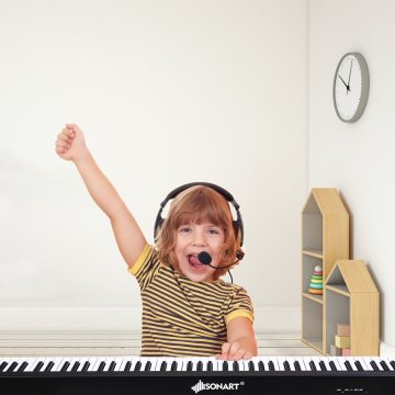 UNBRANDED Digitalna klavirska tipkovnica z 88 tipkami, prenosni elektronski glasbeni instrument, otroški klavir, otroški klavir, črna