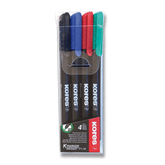 Kores Permanentni marker K-Marker - komplet 4 barv, tanka konica M