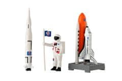 Teddies Prostorski komplet 6 kosov kovinski/plastenski astronavt, raketoplan z dodatki