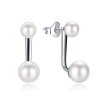 Elegantni srebrni uhani z belim biserom 2v1 E0004866