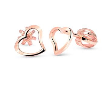 Cutie Jewellery Uhani iz rožnatega zlata s srčki C2760-30-X-4