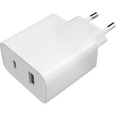 UNBRANDED Xiaomi Mi Stenski polnilec USB-A & USB-C 33W, PD - bel 
