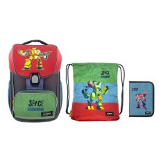 Street Šolski set 3/1 Robots z robustno torbo, peresnico in vrečko za copate