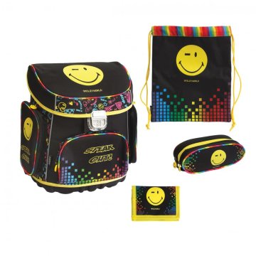 Smiley World Šolski set Smiley 4/1 z dvema peresnicama in prostorno torbo