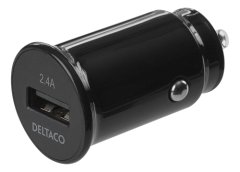 UNBRANDED Deltaco avto polnilec USB-A 12W - črn 