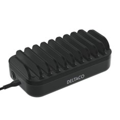 UNBRANDED Deltaco USB polnilna postaja, 20 W, skupna max 120 W - črna 