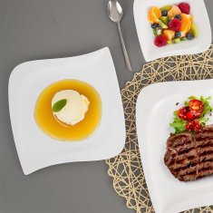 UNBRANDED Desertni krožnik iz belega porcelana - sodoben dizajn, primeren za pomivanje v pomivalnem stroju 